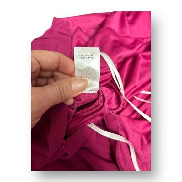 Lulus M Magenta Chiffon Maxi Dress Side Slit V-Neck Bridesmaid Wedding Guest - Picture 8 of 10